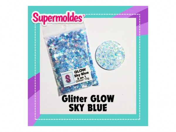 GLITTER GLOW 3en1 UV/LED/FOS SKY BLUE 10 - SUPERMOLDES