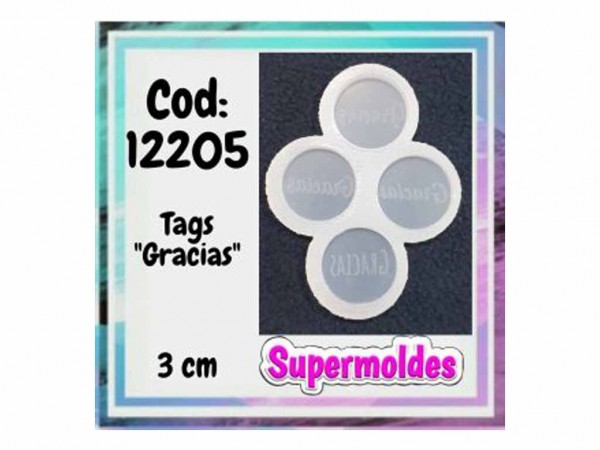 MOLDES RESINA TAGS GRACIAS 4 DIFER 3cm - SUPERMOLDES