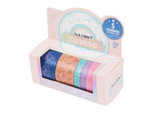 WASHI TAPE BOX 5 ROLLOS 4 mt C/U  ASTROL - IBICO