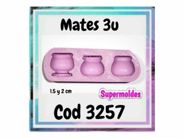 MOLDES SILICONA MATES 3 Un 1.5 Y 2 cm - SUPERMOLDES