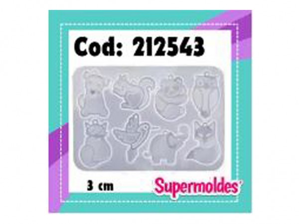 MOLDES SILICONA DIJES ANIMALES X8 3 cm - SUPERMOLDES