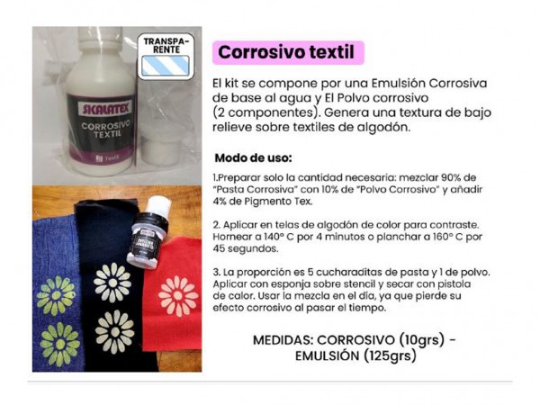 CORROSIVO TEXTIL BASE MAS POLVO 125g - SKALATEX