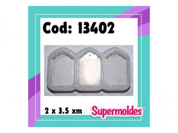 MOLDES RESINA TAGS MED 3unid 2x3,5cm 4mm - SUPERMOLDES