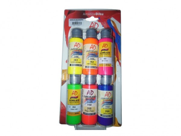 BLISTER AD ACRILICOS FLUO 6x60ml SURTIDO - ARTISTICA DIBU - AD