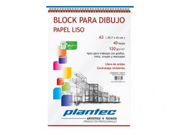 BLOCK DIBUJO ANILLADO A3 120g 40H LISO - PLANTEC