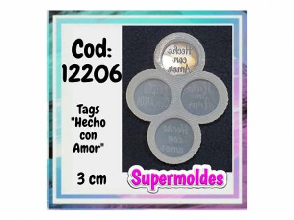 MOLDES RESINA TAGS HECHO CON AMOR 4und D - SUPERMOLDES