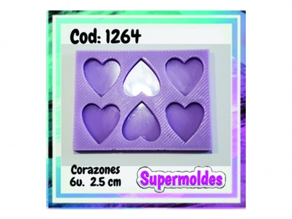 MOLDES RESINA CORAZONES x6u 2,5cm - SUPERMOLDES