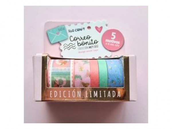 WASHI TAPE BOX 5 ROLLOS 4mt c/u CORREO - IBICO