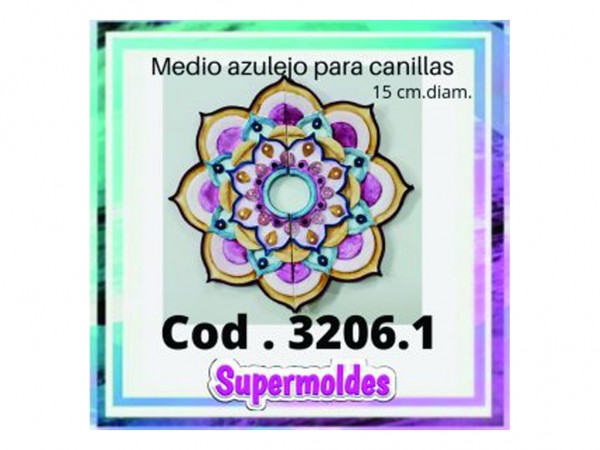 MOLDES RESINA AZULEJO 1/2 MANDALA PERF - SUPERMOLDES