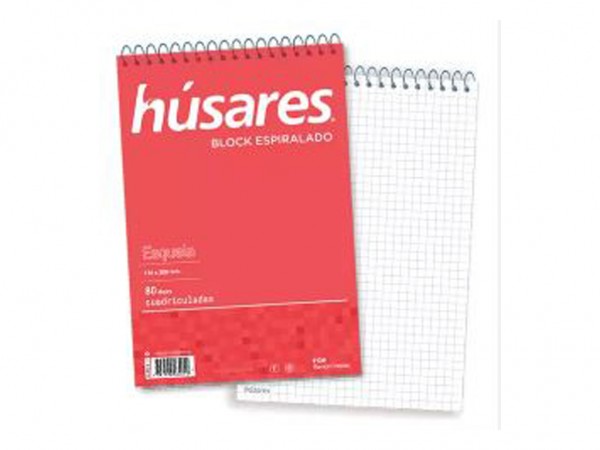 BLOCK ESPIRAL HUSARES A5 80H CUADRICULAD - LIBRERIA