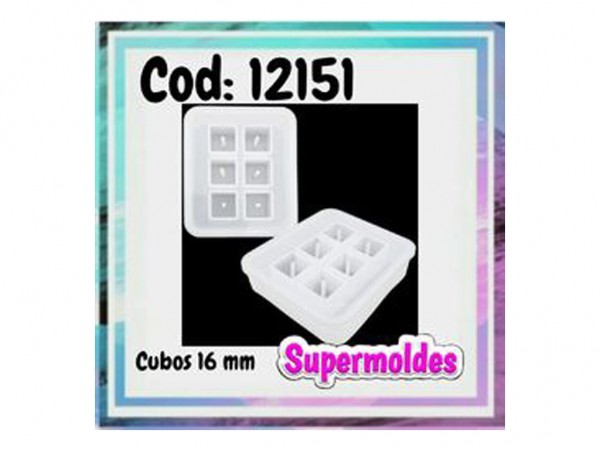 MOLDES RESINA CUBOS X6 (16mm) - SUPERMOLDES