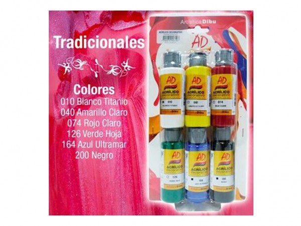 BLISTER AD ACRILICOS COMUNES 6x60ml - ARTISTICA DIBU - AD