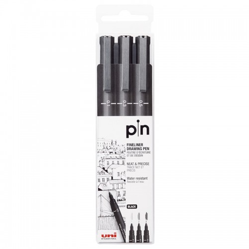 ESTILOGRAFO MITSUB PIN x3 NEGROS - STAEDTLER