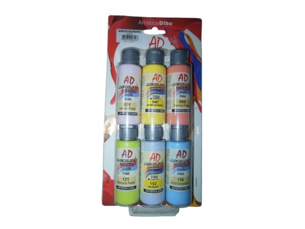 BLISTER AD ACRILICOS PASTELES 6x60ml - ARTISTICA DIBU - AD