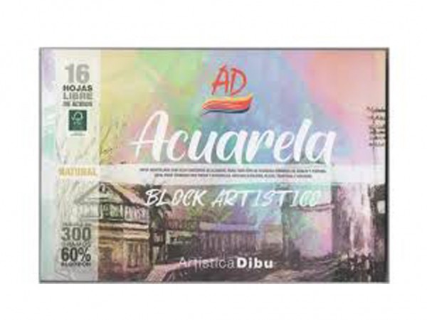 BLOCK ACUARELA 300g 16.5x24.5cm 35% ALG - ARTISTICA DIBU - AD