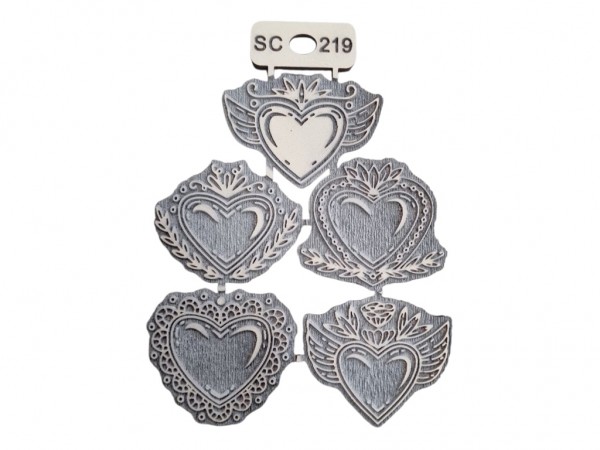 SELLOS CORAZONES MILAGRITOS 6 cm X 5 UNI - IND DEL ARTE / CORTE LASER