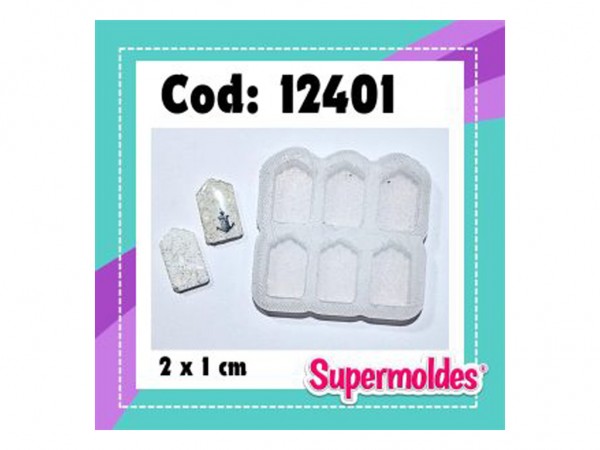 MOLDES RESINA TAGS MINI 6unid 2x1cm 3mm - SUPERMOLDES