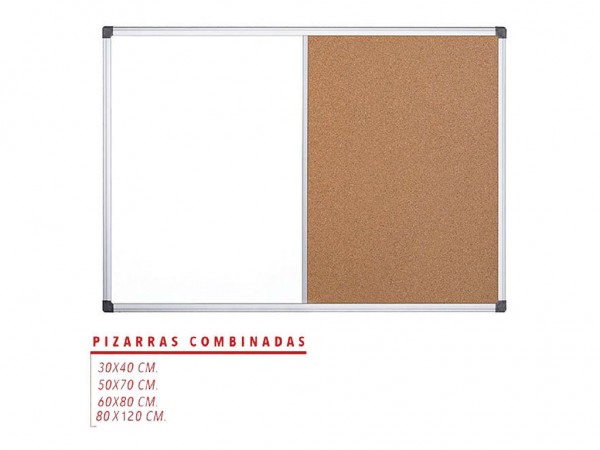 PIZARRA COMBINADA 50X70 BLANCA CORCHO - PIZARRAS