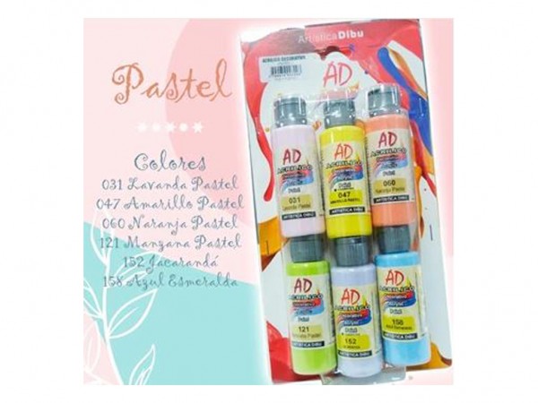 BLISTER AD ACRILICOS PASTELES 6x60ml - ARTISTICA DIBU - AD