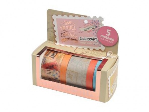 WASHI TAPE BOX 5 ROLLOS 4mts TRAVEL COLE - IBICO