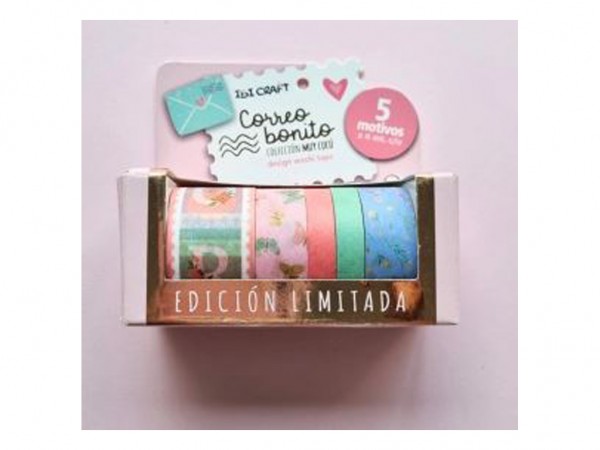 WASHI TAPE BOX 5 ROLLOS 4mt c/u CORREO - IBICO