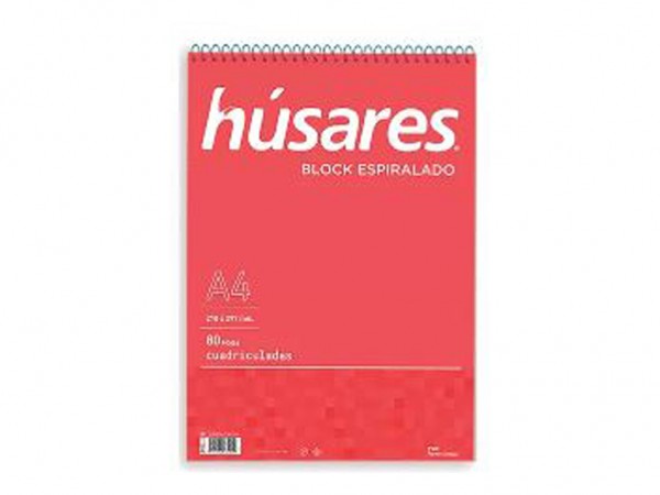 BLOCK ESPIRAL HUSARES A4 80H CUADRICULAD - LIBRERIA