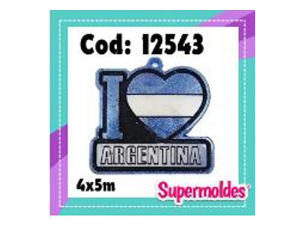 MOLDES SILICONA I LOVE ARG 4X5 cm 5 mm - SUPERMOLDES