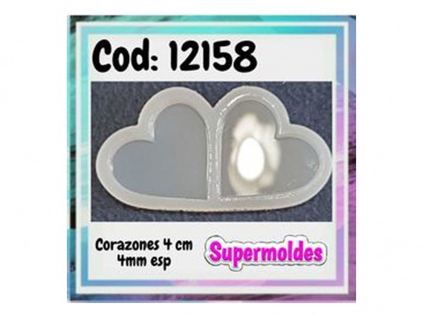 MOLDES RESINA 2 CORAZONES 4cm 4mm - SUPERMOLDES
