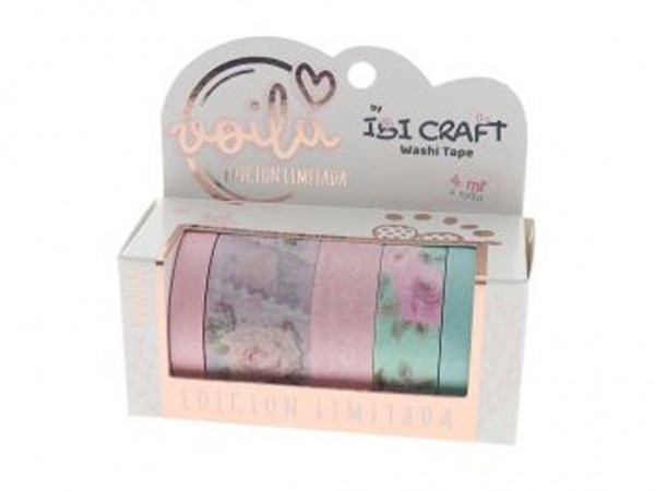 WASHI TAPE BOX 5 ROLLOS 4mt c/u ROSES ED - IBICO