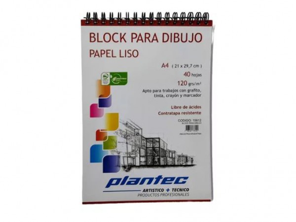 BLOCK DIBUJO ANILLADO A4 120g 40H LISO - PLANTEC