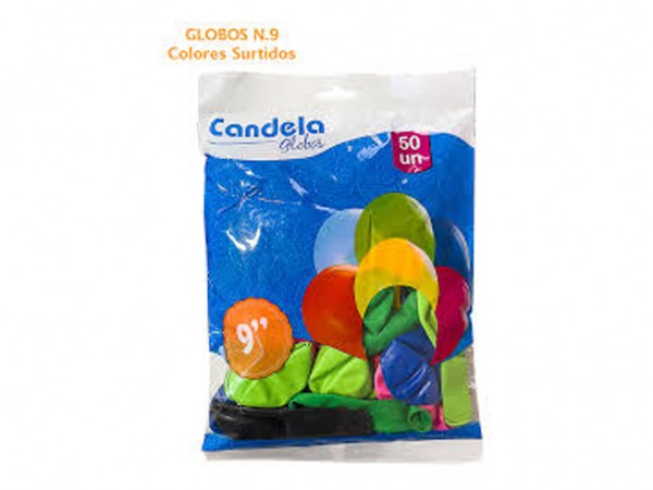 GLOBOS CANDELA LISOS 9" 15unid SURTIDOS - CANDELA