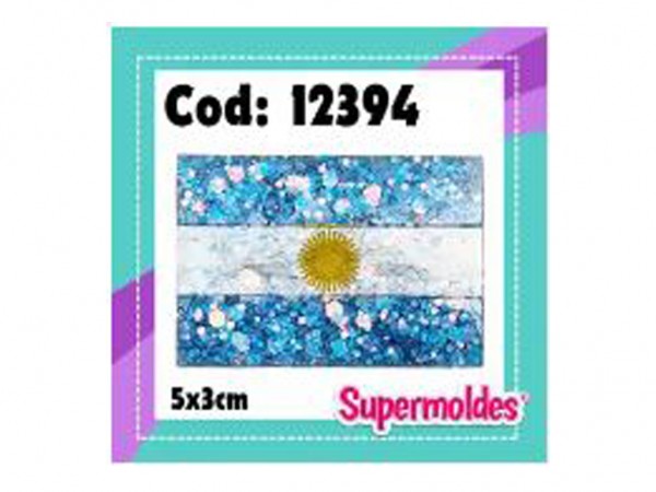 MOLDES SILICONA BANDERA ARG 5X3.5 cm 4mm - SUPERMOLDES