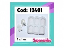 MOLDES RESINA TAGS MINI 6unid 2x1cm 3mm