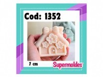 MOLDES SILICONA CASITA CON 3 FLORES 7 CM